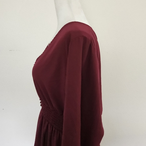 Torrid Babydoll Women's Elegant Burgundy Georgette Smocked Blouse Size 2X. - Picture 7 of 15
